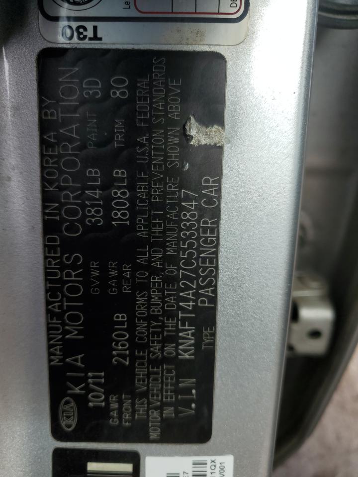 2012 Kia Forte Lx VIN: KNAFT4A27C5533847 Lot: 91173545