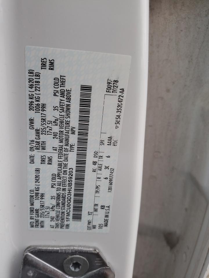 2017 Ford Escape Se VIN: 1FMCU0GD3HUB59203 Lot: 93057655