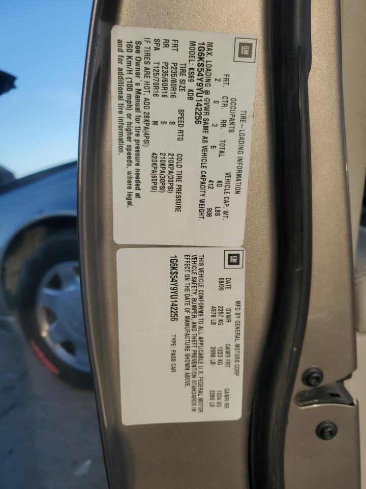 2000 Cadillac Seville Sls VIN: 1G6KS54Y9YU142256 Lot: 91341825