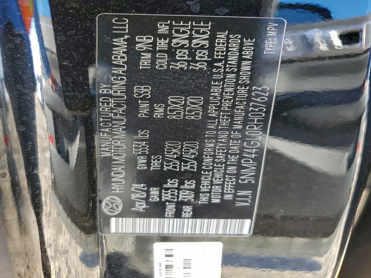 2024 Hyundai Santa Fe Limited VIN: 5NMP44GL0RH037623 Lot: 93400885