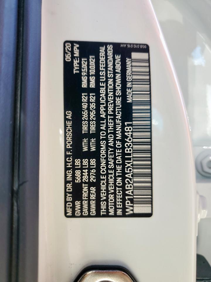 2020 Porsche Macan S VIN: WP1AB2A5XLLB36481 Lot: 91894115