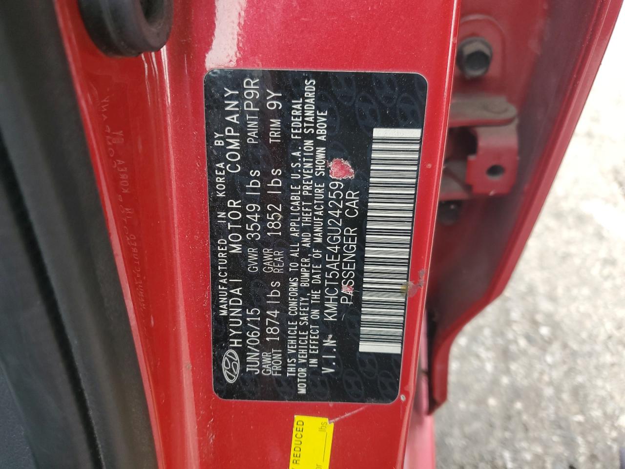 2016 Hyundai Accent Se VIN: KMHCT5AE4GU242591 Lot: 91938485