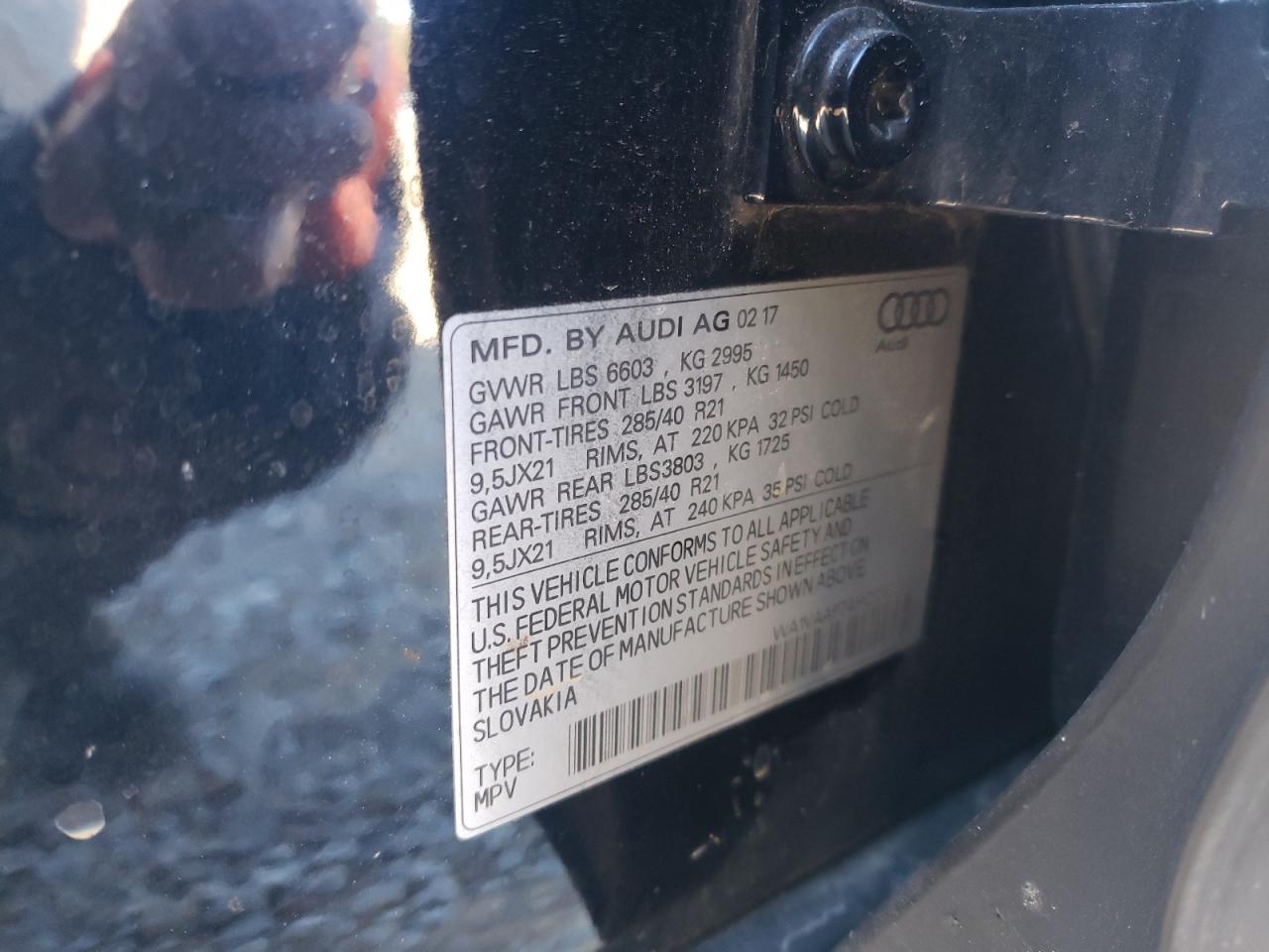 2017 Audi Q7 Prestige VIN: WA1VAAF74HD047561 Lot: 90840475