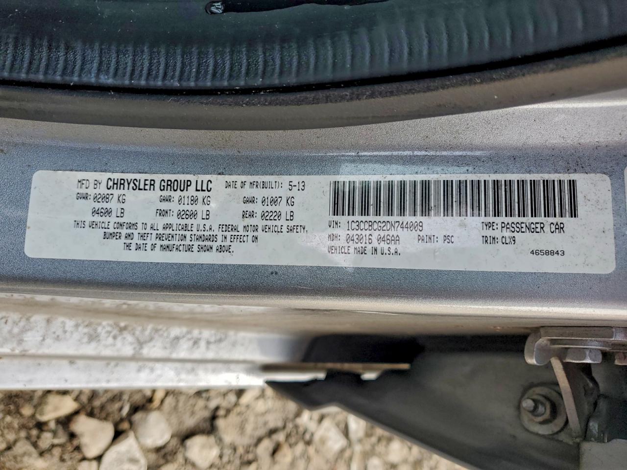 2013 Chrysler 200 Limited VIN: 1C3CCBCG2DN744009 Lot: 93959685