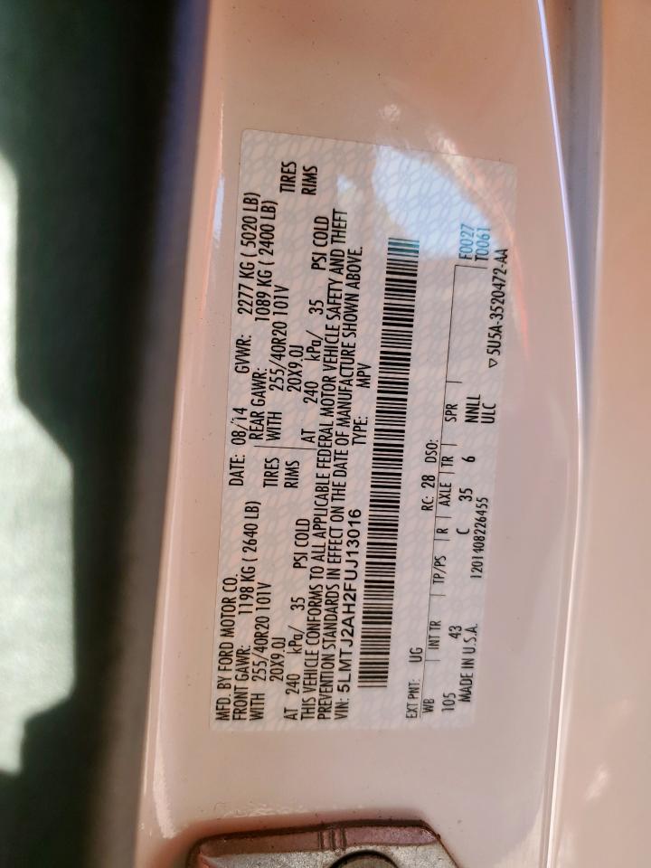 2015 Lincoln Mkc VIN: 5LMTJ2AH2FUJ13016 Lot: 91315455