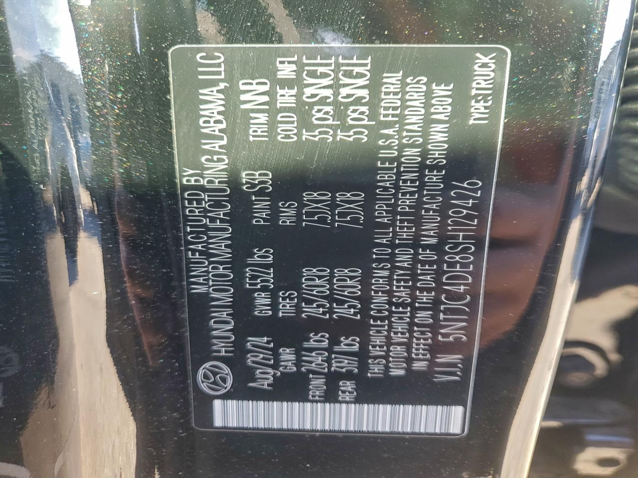 2025 Hyundai Santa Cruz Sel Activity VIN: 5NTJC4DE8SH129426 Lot: 93541835