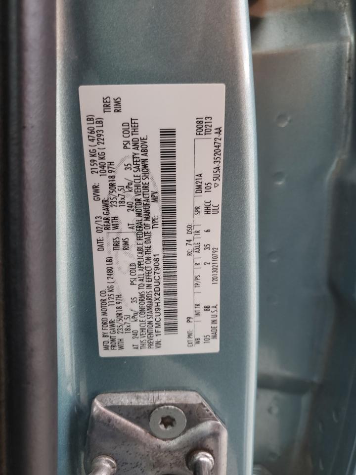 2013 Ford Escape Sel VIN: 1FMCU9HX2DUC79081 Lot: 91944445