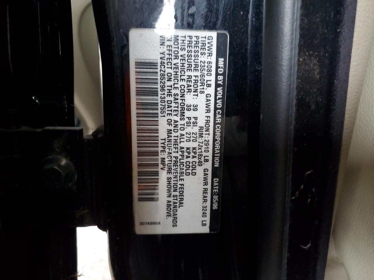 2006 Volvo Xc90 V8 VIN: YV4CZ852961307551 Lot: 90932965