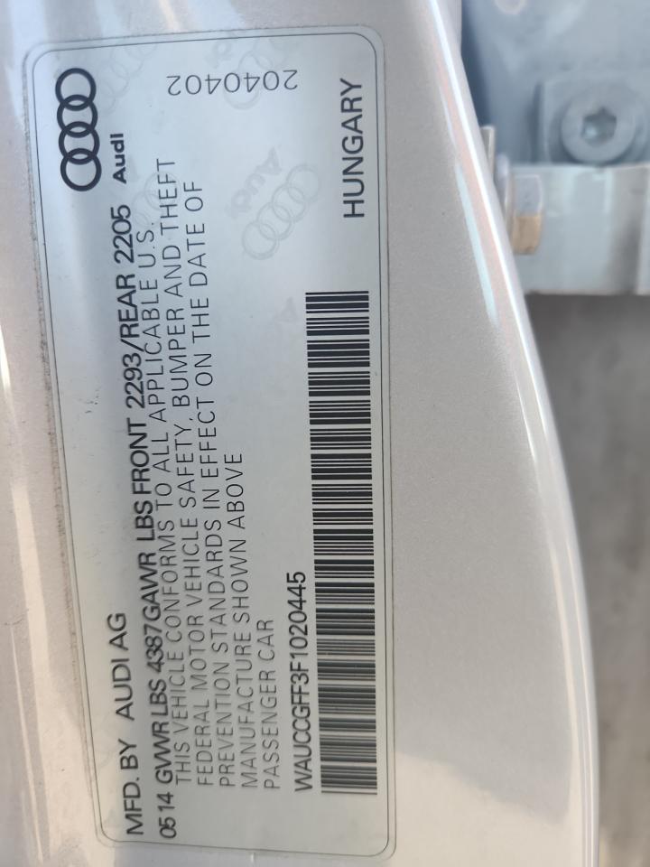 2015 Audi A3 Premium Plus VIN: WAUCCGFF3F1020445 Lot: 91820545