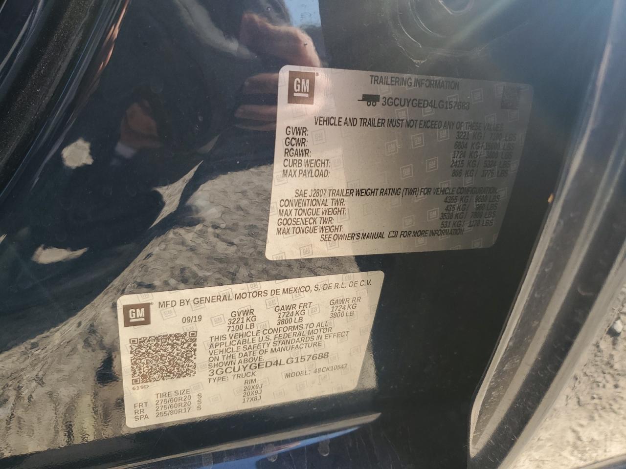 2020 Chevrolet Silverado K1500 Ltz VIN: 3GCUYGED4LG157688 Lot: 93043505