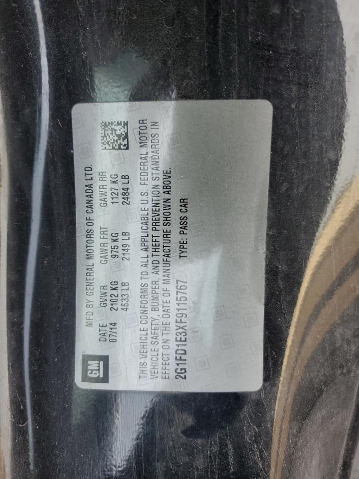 2015 Chevrolet Camaro Lt VIN: 2G1FD1E3XF9115767 Lot: 93522355