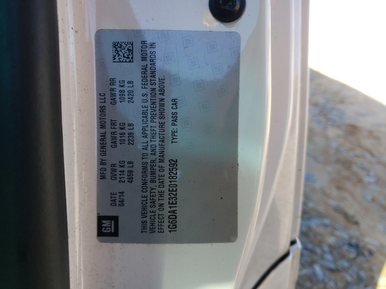 2014 Cadillac Cts VIN: 1G6DA1E32E0182592 Lot: 85427655