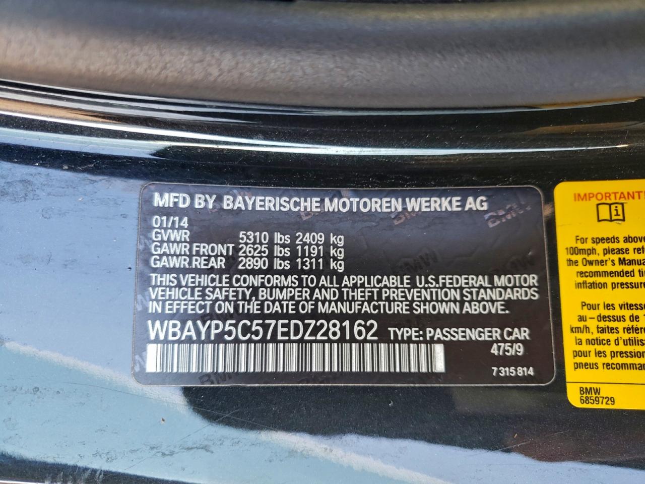 2014 BMW 640 Xi VIN: WBAYP5C57EDZ28162 Lot: 93033045