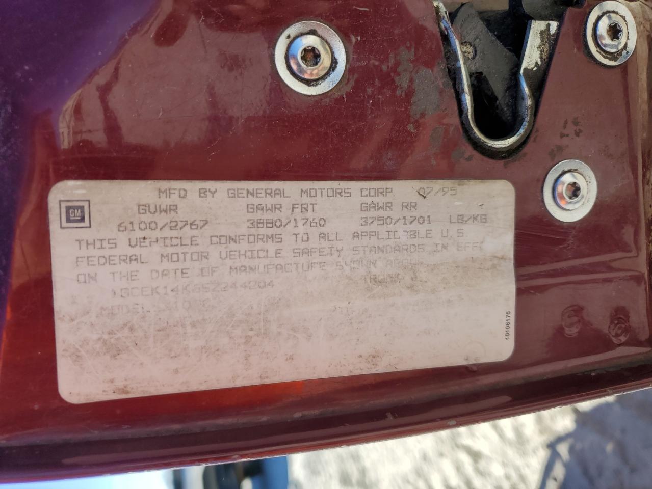 1995 Chevrolet Gmt-400 K1500 VIN: 1GCEK14K6SZ244204 Lot: 92590125