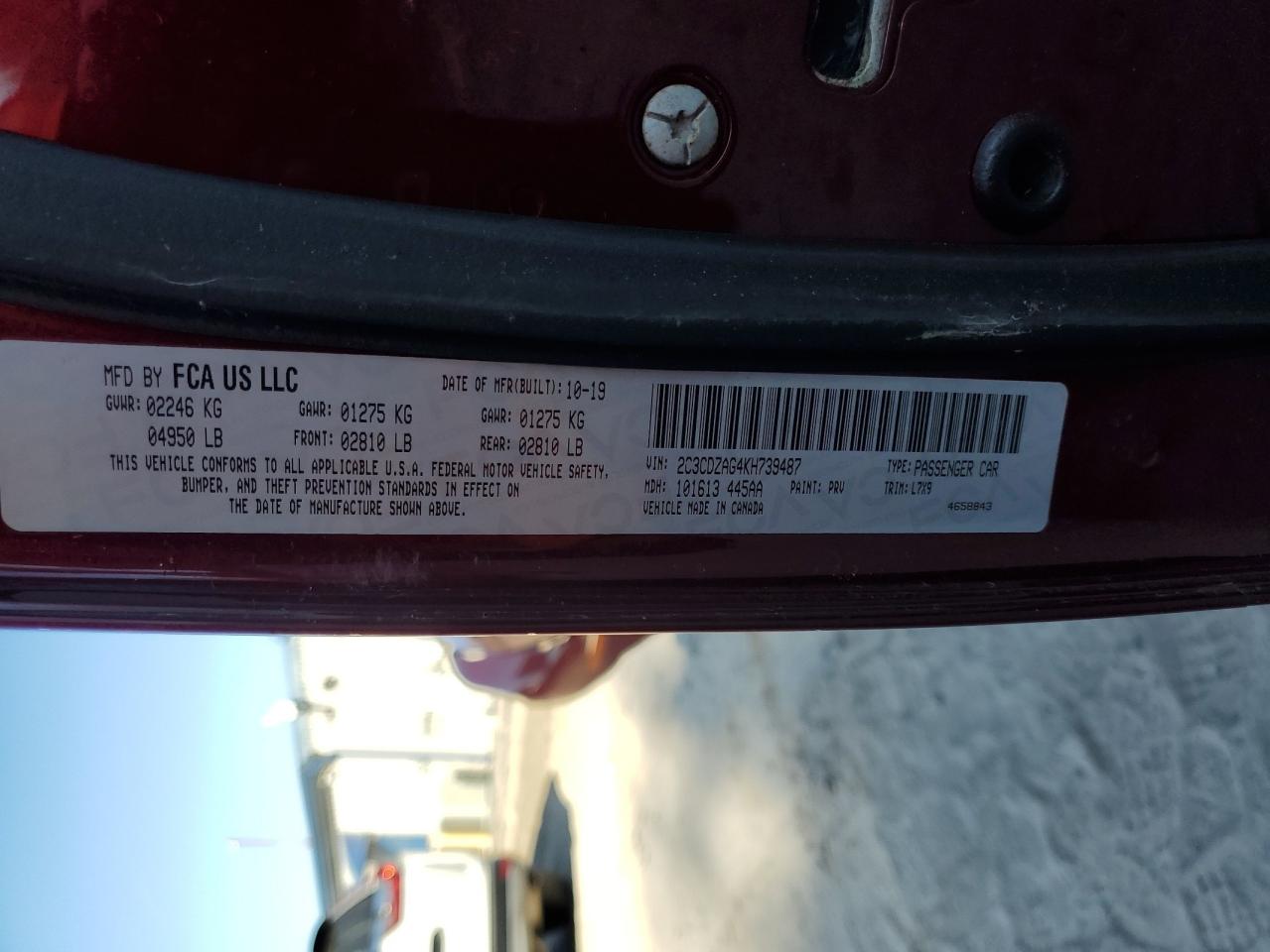 2019 Dodge Challenger Sxt VIN: 2C3CDZAG4KH739487 Lot: 92951585