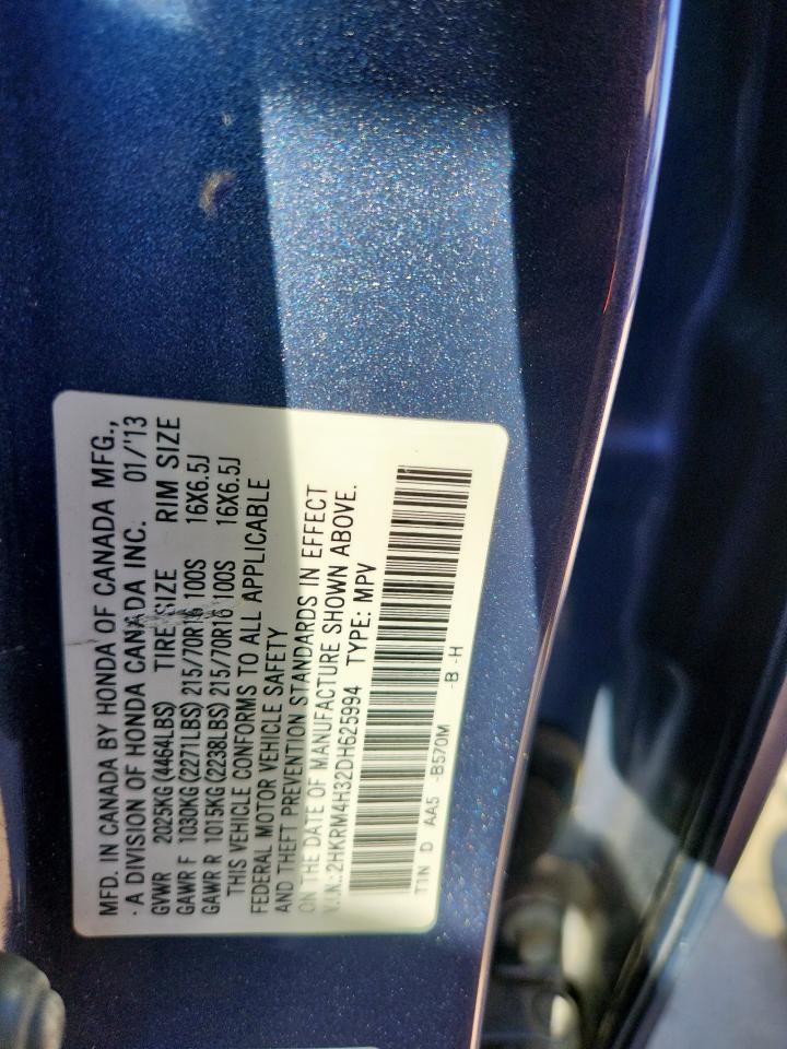 2013 Honda Cr-V Lx VIN: 2HKRM4H32DH625994 Lot: 91339645