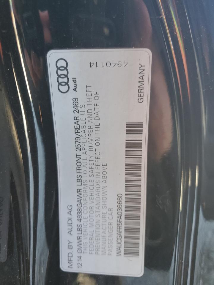2015 Audi S5 Premium Plus VIN: WAUCGAFR5FA036660 Lot: 93226585