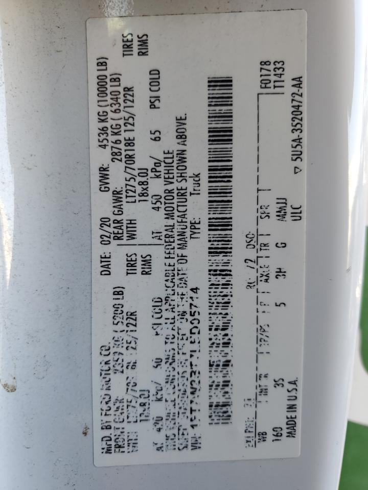 2020 Ford F250 Super Duty VIN: 1FT7W2BT7LED05714 Lot: 92679735