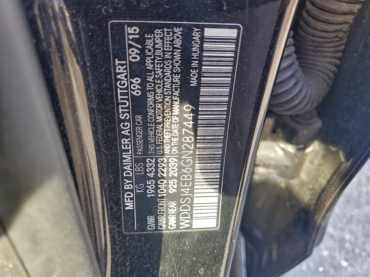 2016 Mercedes-Benz Cla 250 VIN: WDDSJ4EB6GN287449 Lot: 94332885