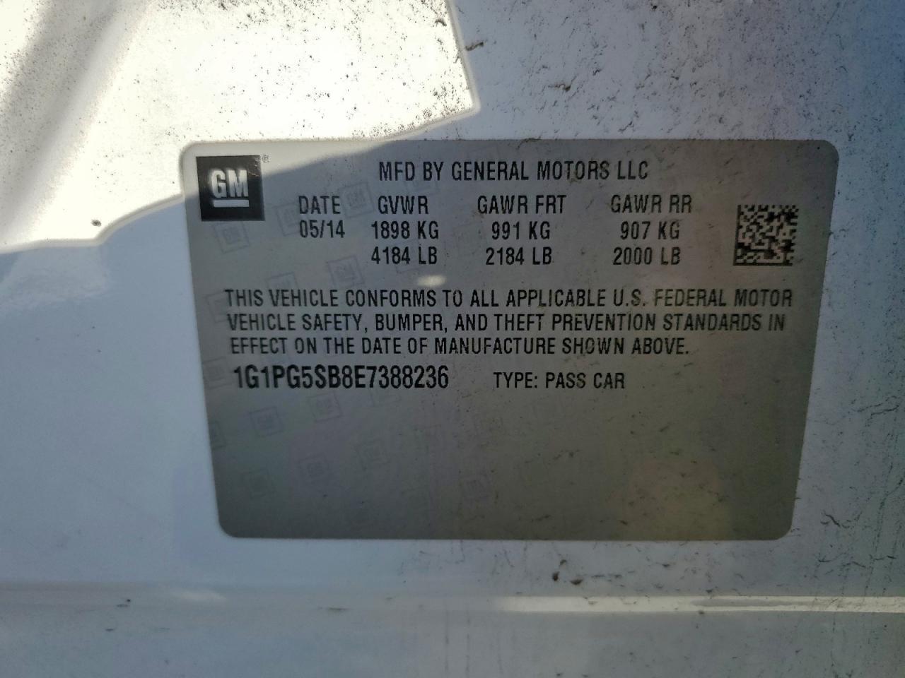 2014 Chevrolet Cruze Ltz VIN: 1G1PG5SB8E7388236 Lot: 93911555