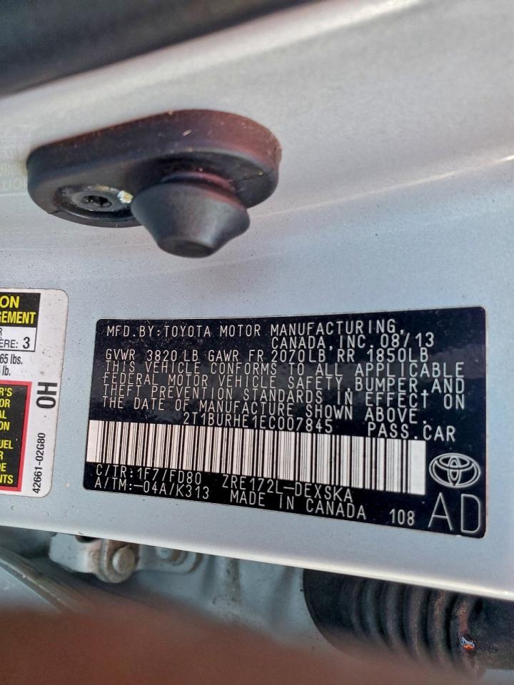 2014 Toyota Corolla L VIN: 2T1BURHE1EC007845 Lot: 93902885