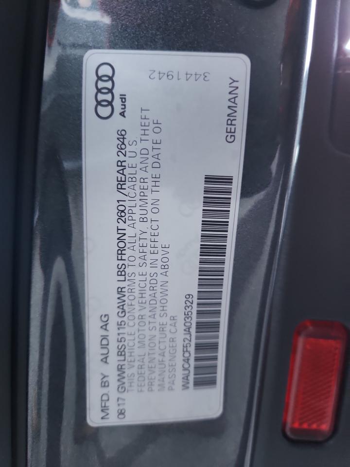 2018 Audi S5 Prestige VIN: WAUC4CF52JA035329 Lot: 92642795