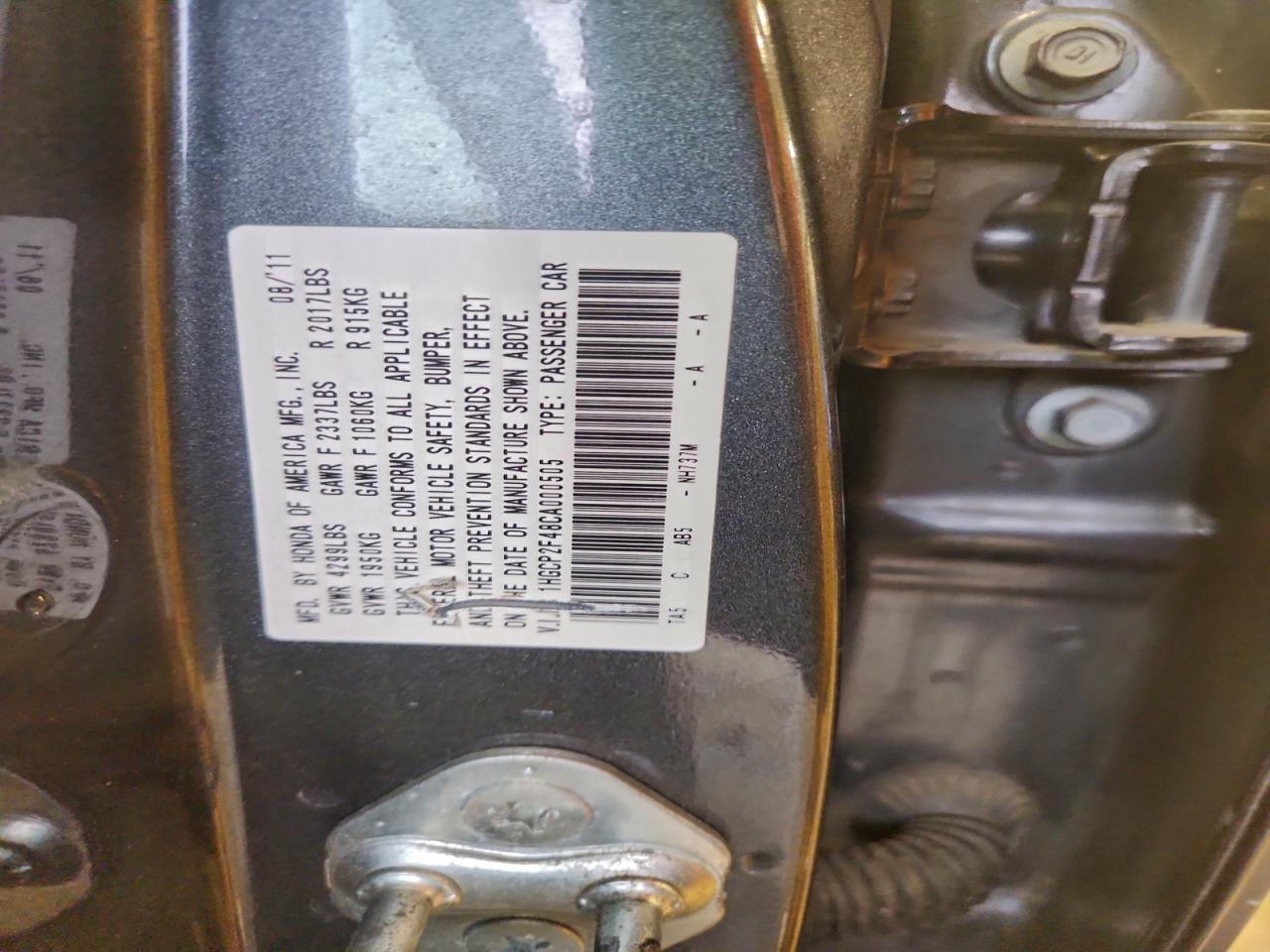 2012 Honda Accord Lxp VIN: 1HGCP2F48CA000505 Lot: 94263315