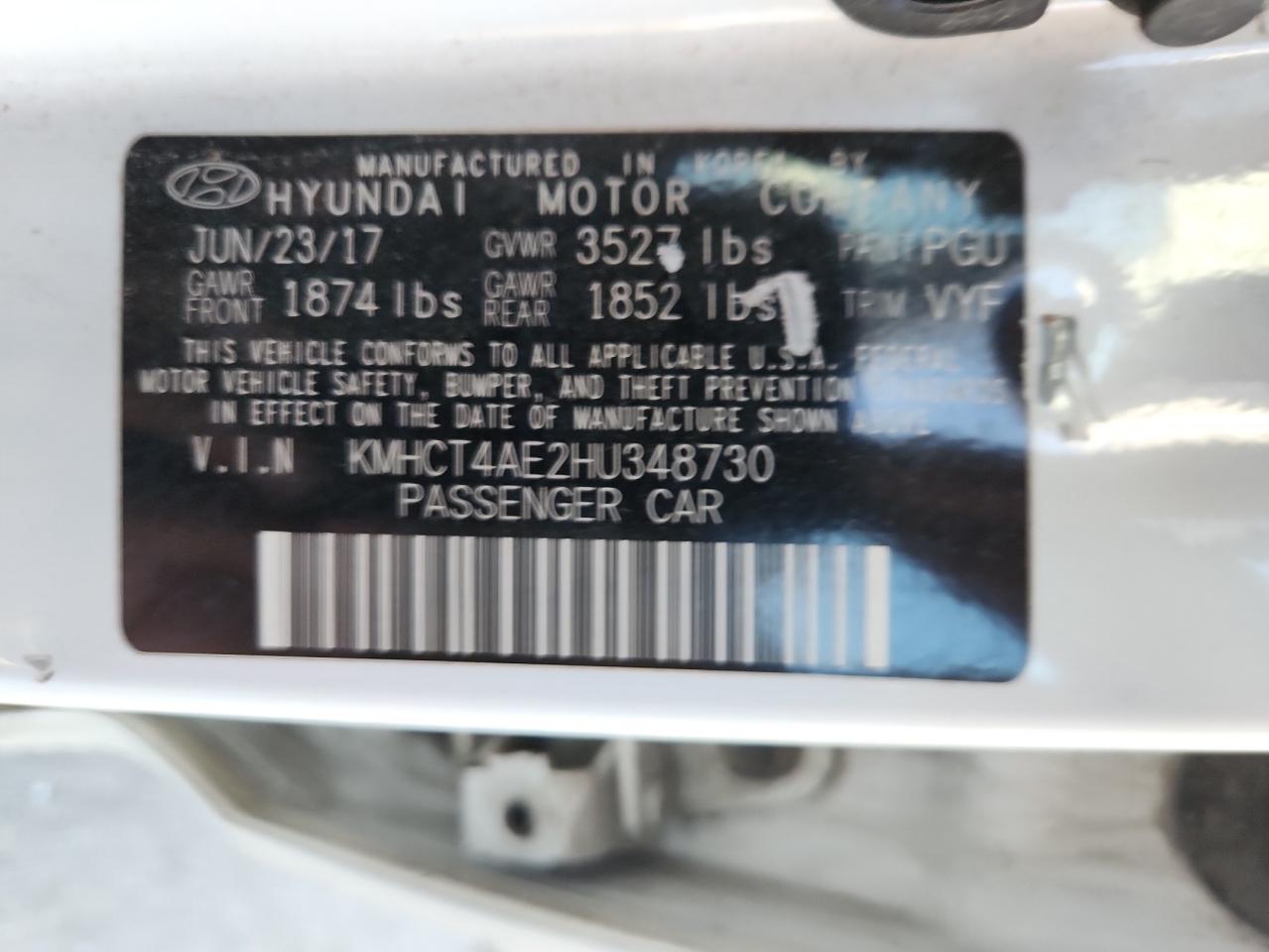 2017 Hyundai Accent Se VIN: KMHCT4AE2HU348730 Lot: 91659045