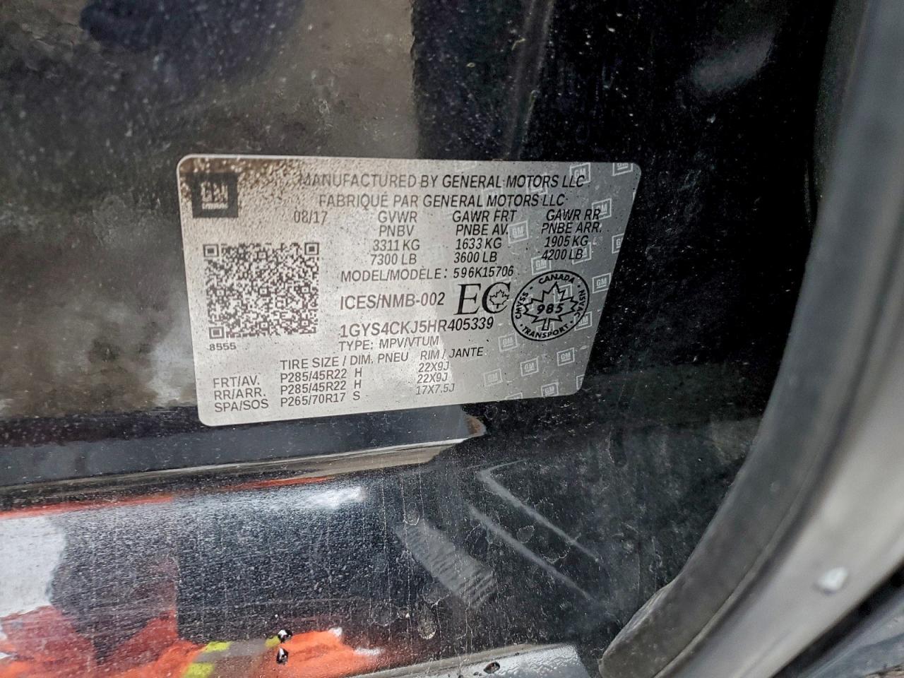 2017 Cadillac Escalade Premium Luxury VIN: 1GYS4CKJ5HR405339 Lot: 93511675