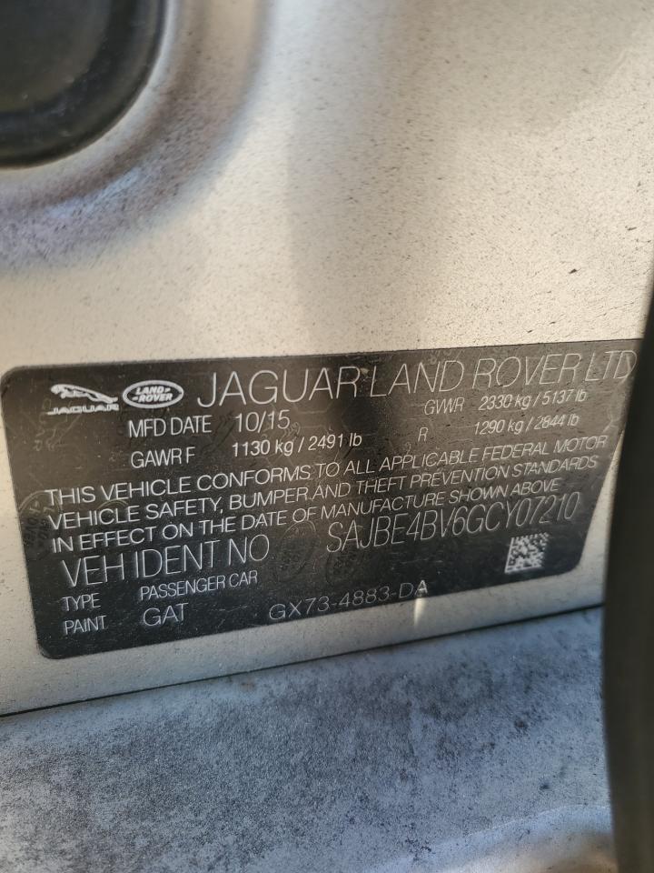 2016 Jaguar Xf Prestige VIN: SAJBE4BV6GCY07210 Lot: 91238335