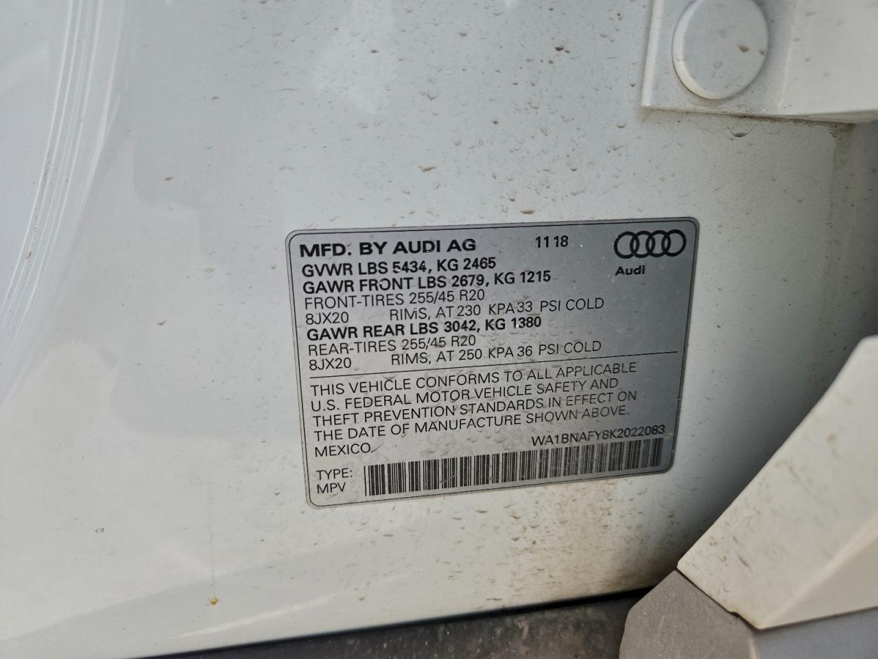 2019 Audi Q5 Premium Plus VIN: WA1BNAFY8K2022083 Lot: 91657145