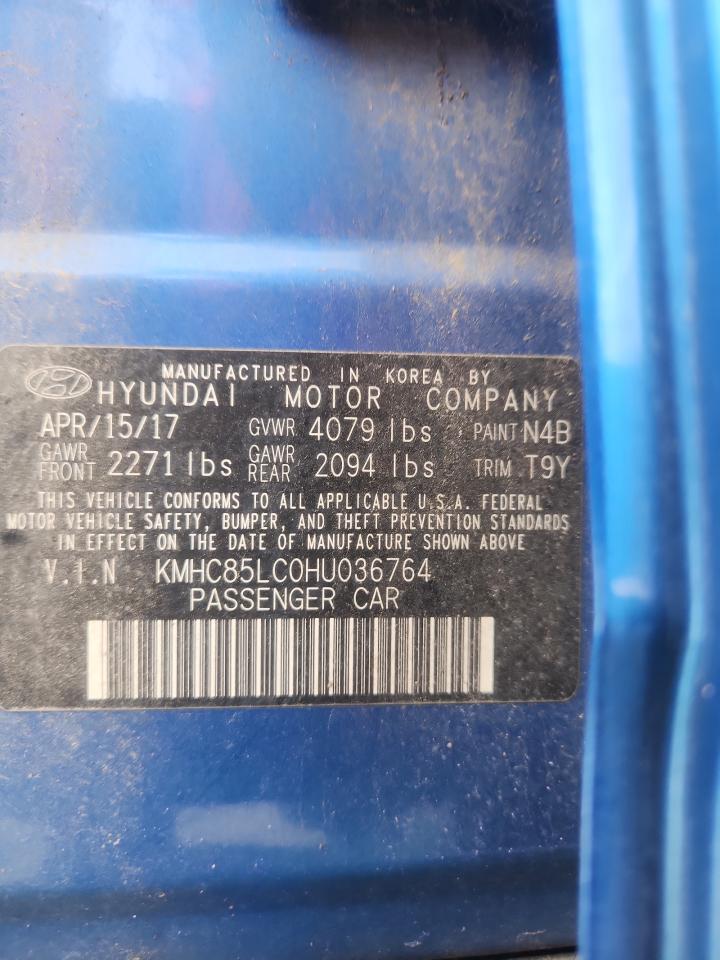 2017 Hyundai Ioniq Limited VIN: KMHC85LC0HU036764 Lot: 93338445