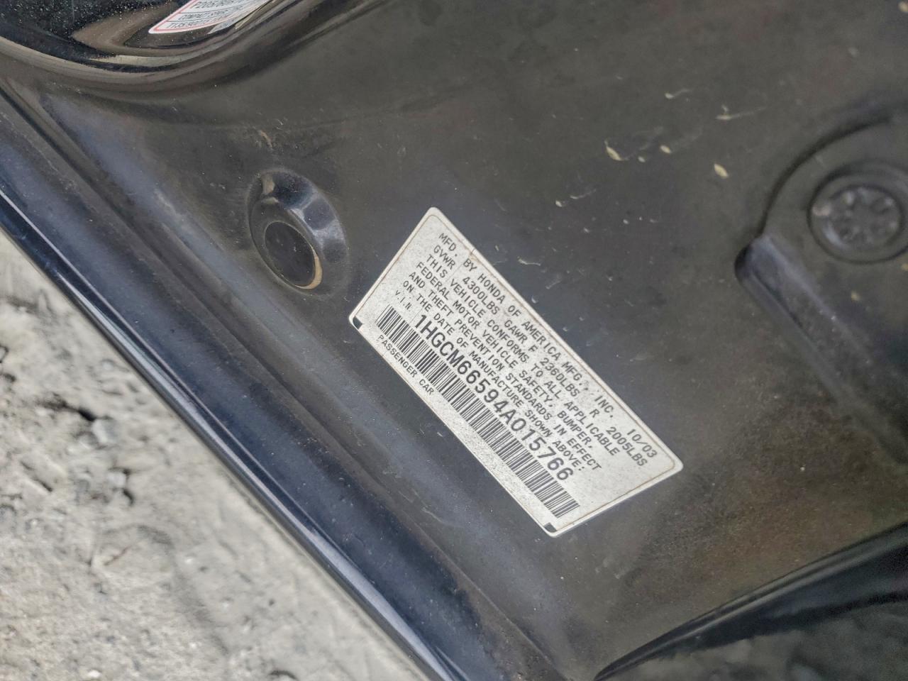 2004 Honda Accord Ex VIN: 1HGCM66594A015766 Lot: 93901265