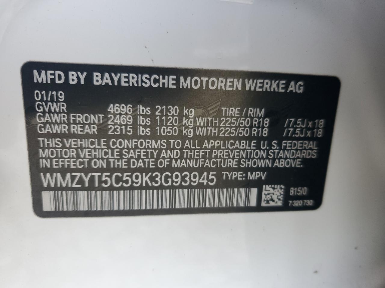 2019 Mini Cooper S Countryman All4 VIN: WMZYT5C59K3G93945 Lot: 85433555