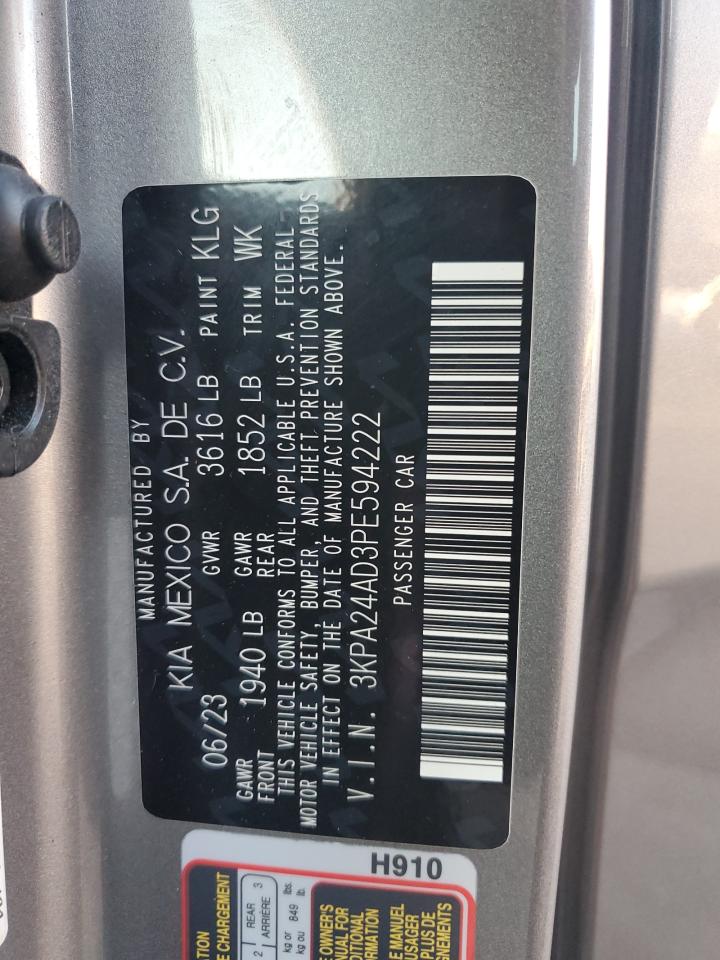 2023 Kia Rio Lx VIN: 3KPA24AD3PE594222 Lot: 93692335