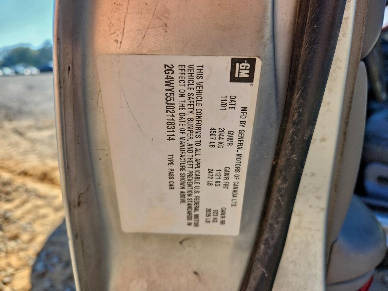 2002 Buick Century Limited VIN: 2G4WY55J021183114 Lot: 93971185