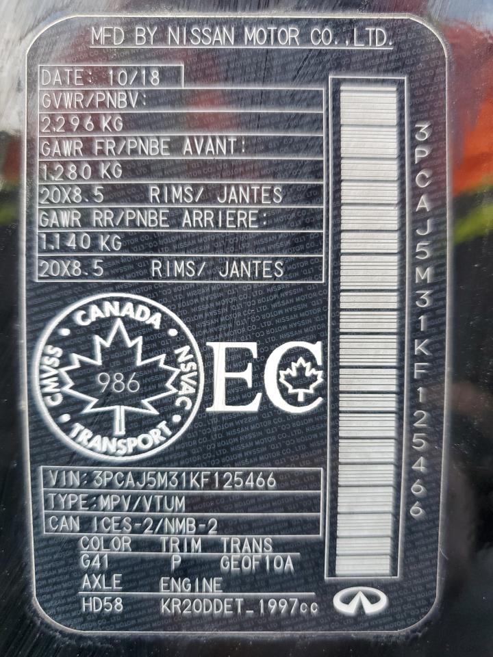 2019 Infiniti Qx50 Essential VIN: 3PCAJ5M31KF125466 Lot: 91682265