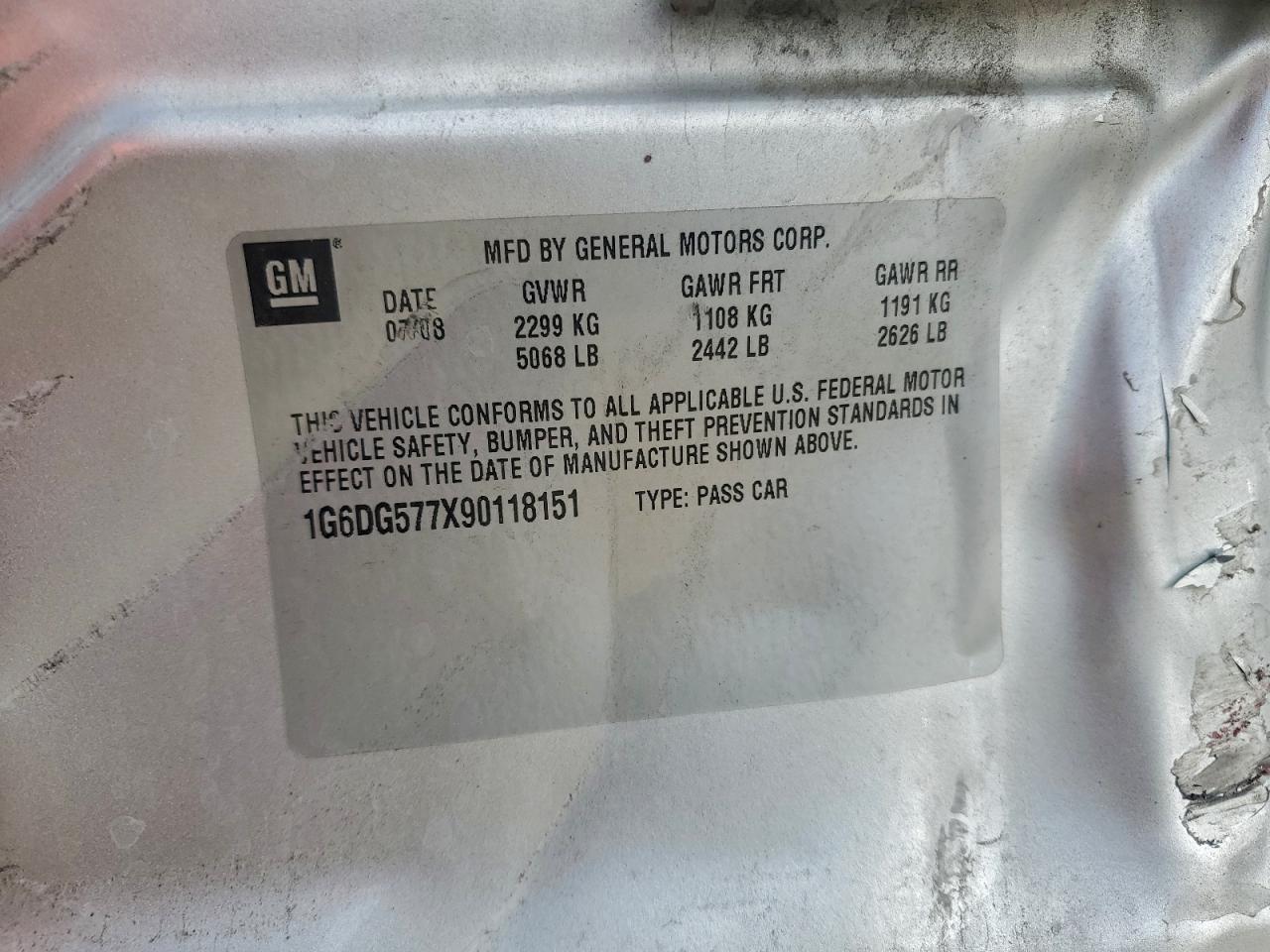 2009 Cadillac Cts VIN: 1G6DG577X90118151 Lot: 93936595