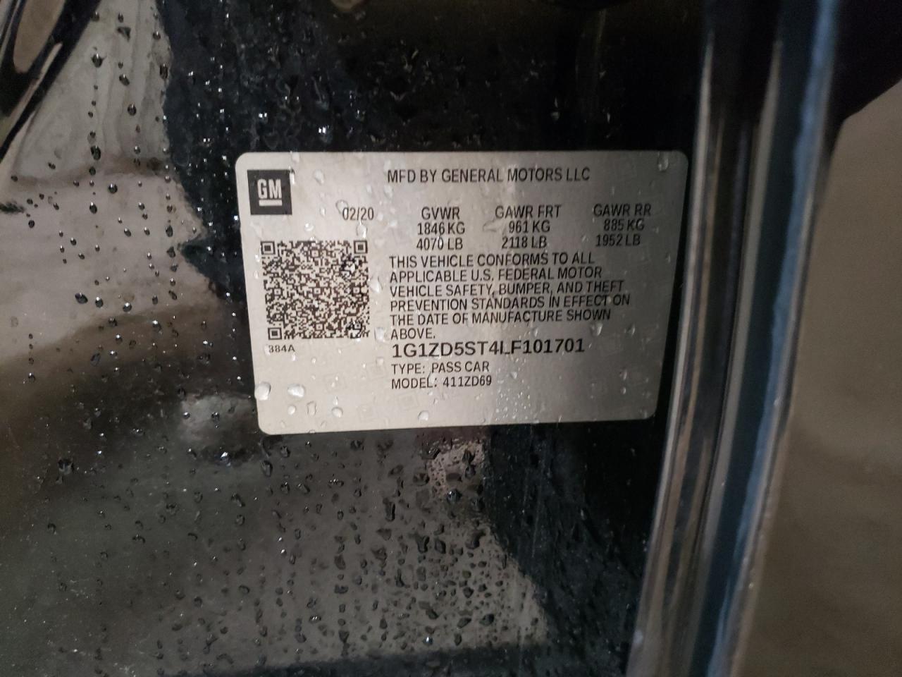 2020 Chevrolet Malibu Lt VIN: 1G1ZD5ST4LF101701 Lot: 90648295