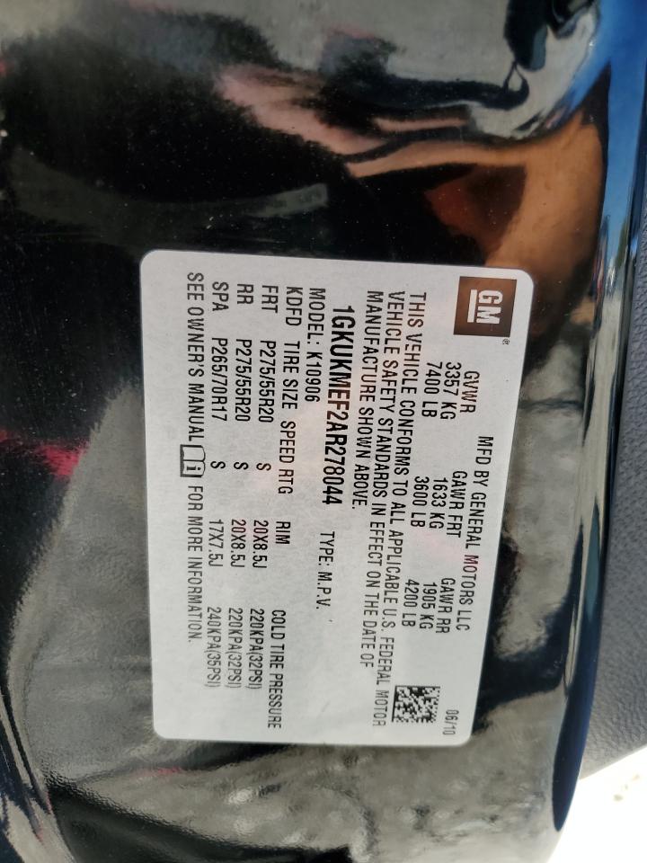 2010 GMC Yukon Xl Denali VIN: 1GKUKMEF2AR278044 Lot: 90950405