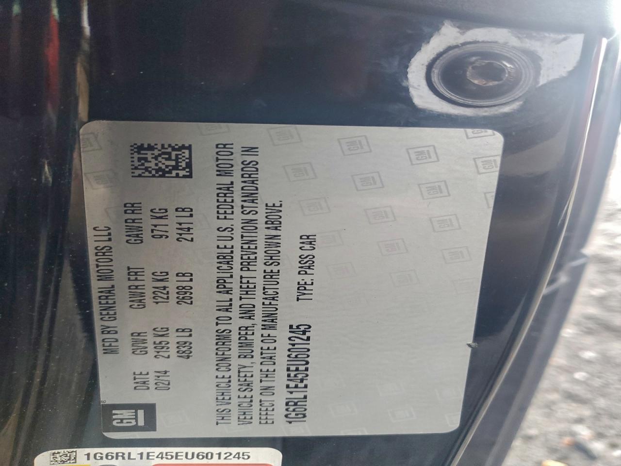 2014 Cadillac Elr VIN: 1G6RL1E45EU601245 Lot: 94594965