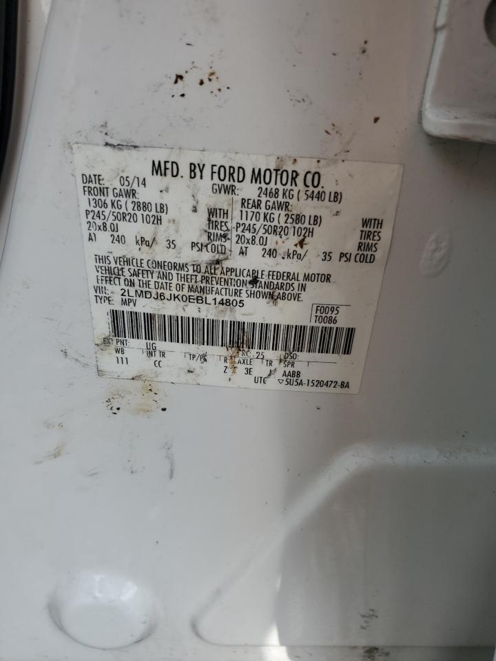 2014 Lincoln Mkx VIN: 2LMDJ6JK0EBL14805 Lot: 90363335