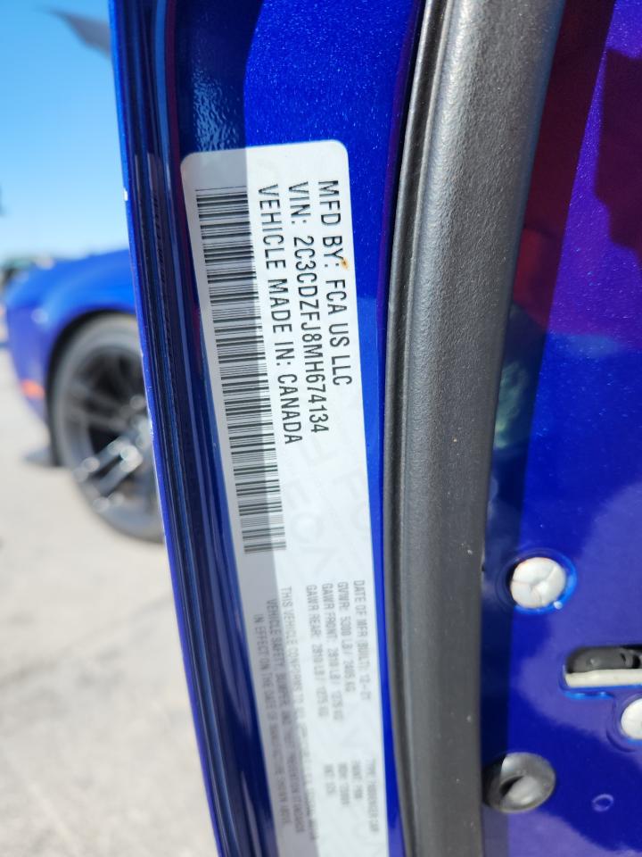 2021 Dodge Challenger R/T Scat Pack VIN: 2C3CDZFJ8MH674134 Lot: 90971615