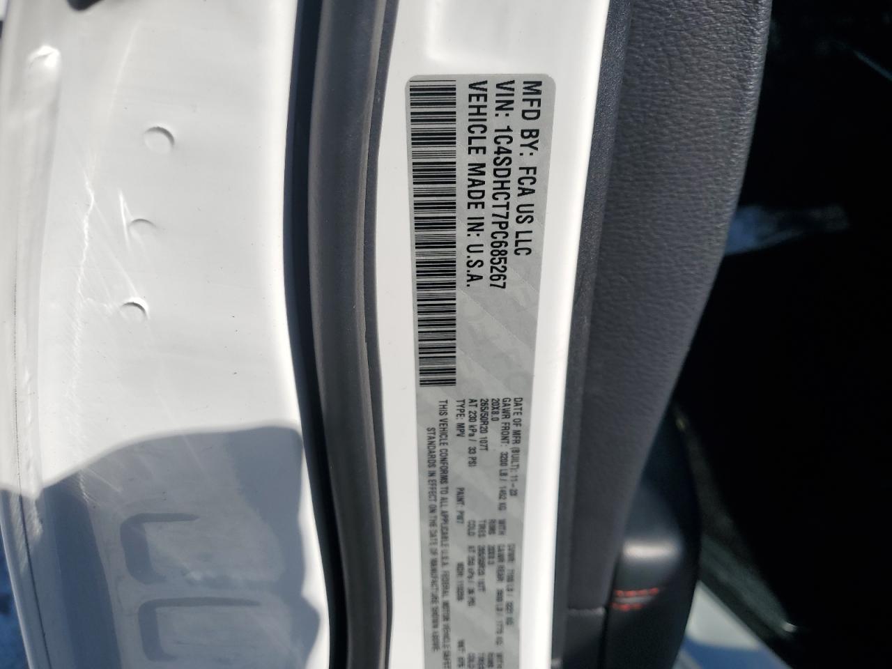 2023 Dodge Durango R/T VIN: 1C4SDHCT7PC685267 Lot: 90744715