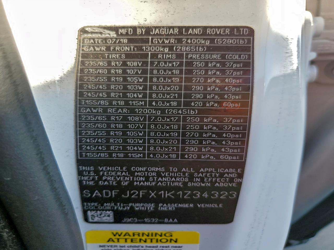 2019 Jaguar E-Pace S VIN: SADFJ2FX1K1Z34323 Lot: 90720955