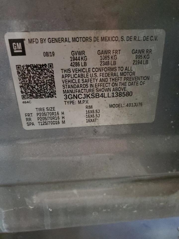 2020 Chevrolet Trax Ls VIN: 3GNCJKSB4LL138580 Lot: 91488385