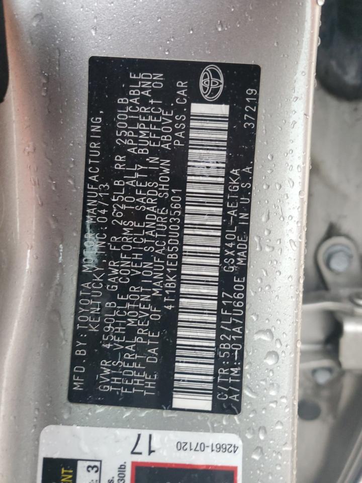 2013 Toyota Avalon Base VIN: 4T1BK1EB5DU035601 Lot: 92026675