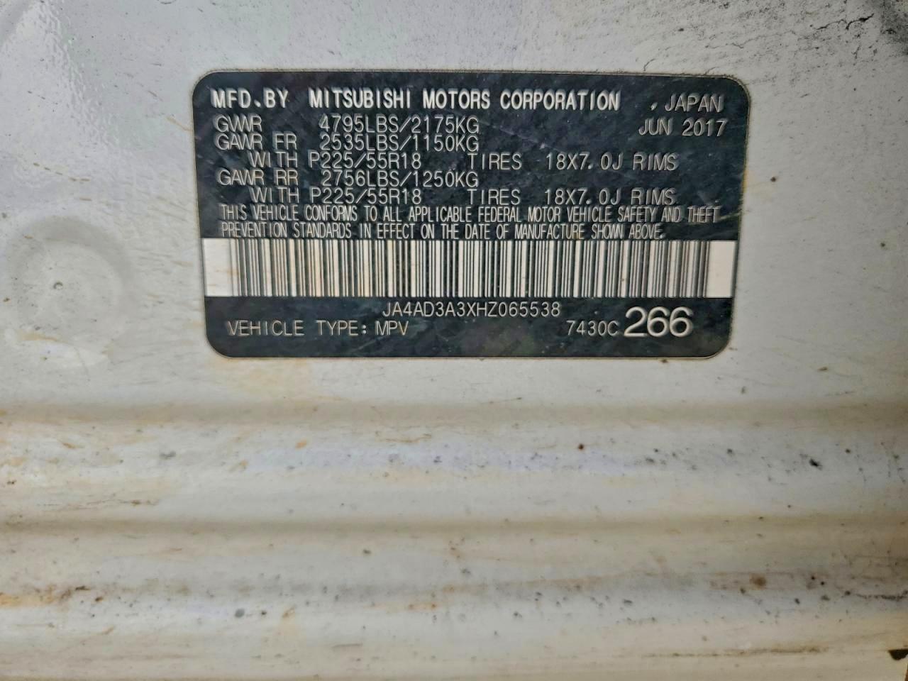 2017 Mitsubishi Outlander Se VIN: JA4AD3A3XHZ065538 Lot: 94073265