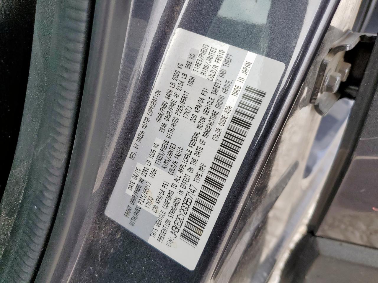 2016 Mazda Cx-5 Touring VIN: JM3KE2CY2G0657147 Lot: 93688605