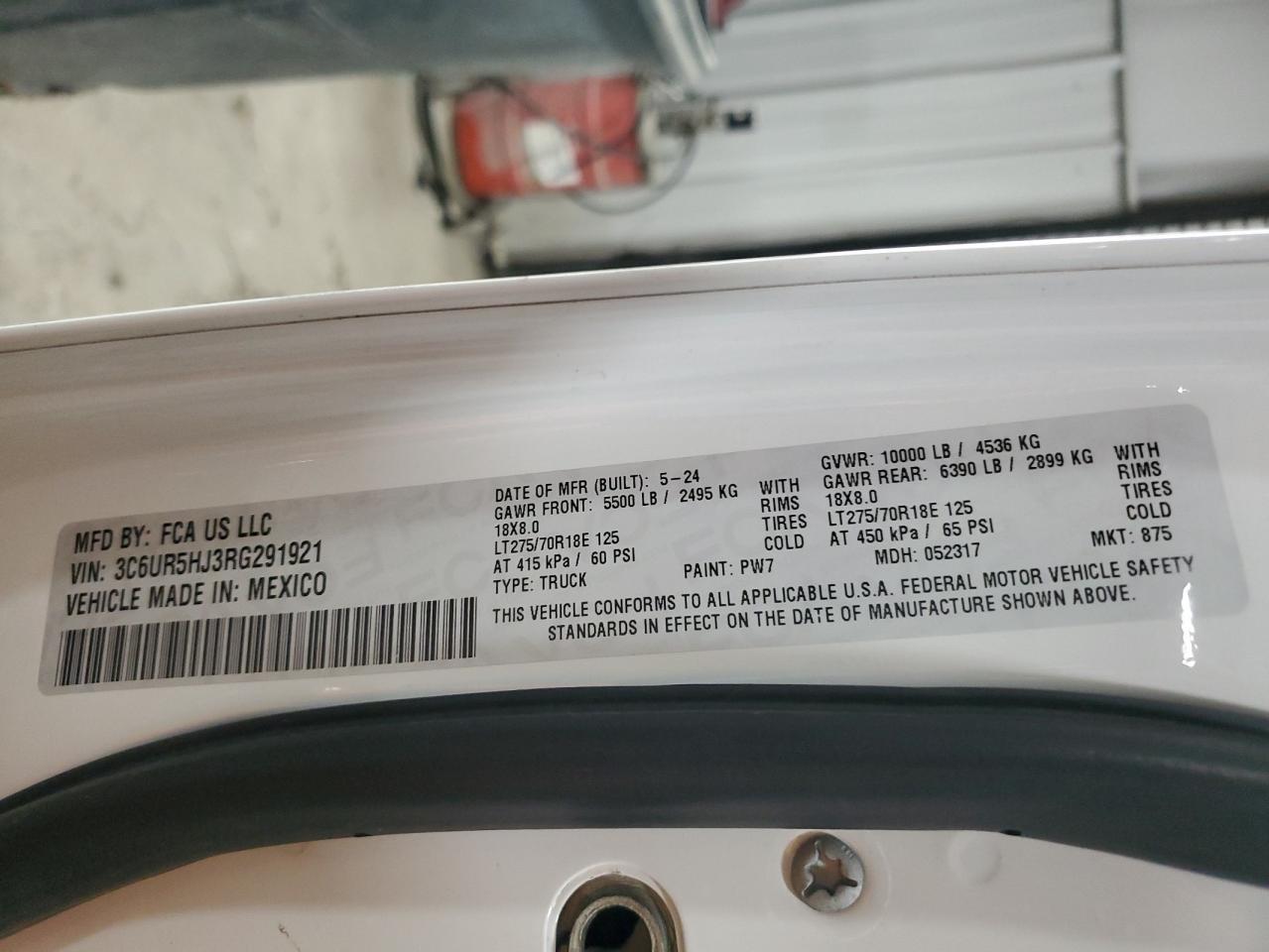 2024 Ram 2500 Tradesman VIN: 3C6UR5HJ3RG291921 Lot: 92250175